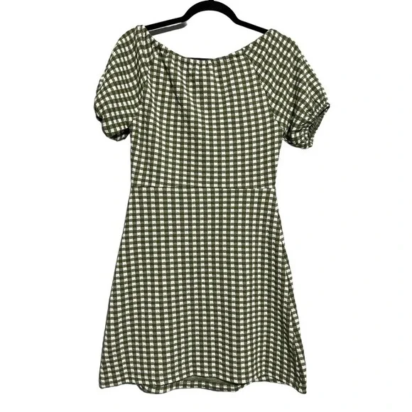 Madewell Jacquard Puff-Sleeve Mini Dress Gingham Check - Picture 6 of 12